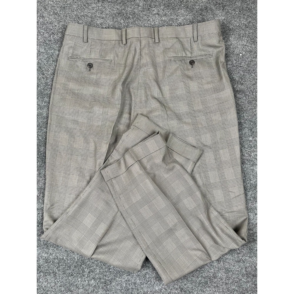 NWT Ralph Lauren Checked Dress Pant High Rise Pleated Light Grey Size 38X32 - Picture 7 of 10